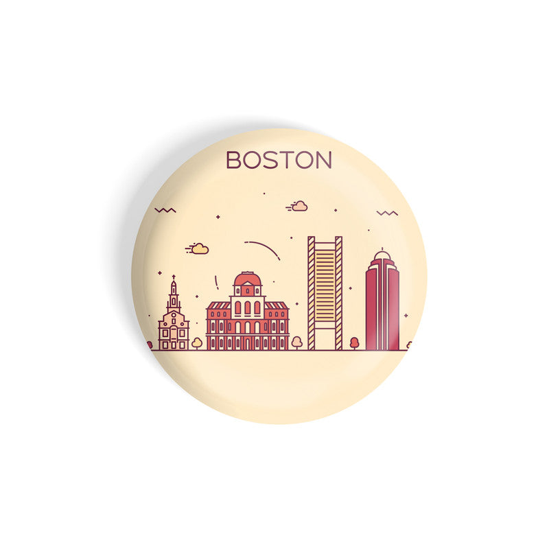 dhcrafts Round Fridge Magnet Brown Color Boston Glossy Finish Design Pack of 1 (58 mm)